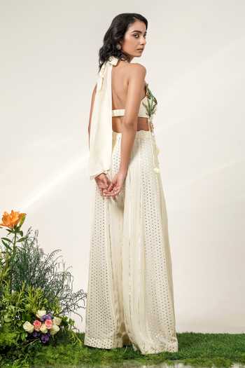 Shwetanga Botanical Tassel Top & Sharara Set