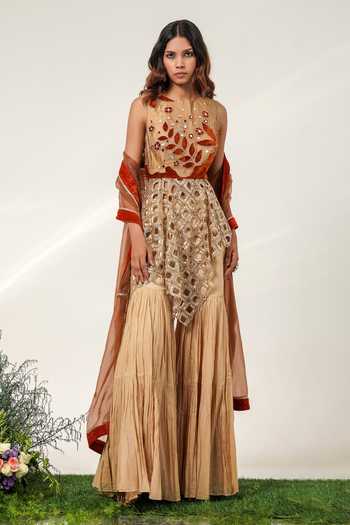 Shwetanga Royal Garden Embroidered Top Sharara Set