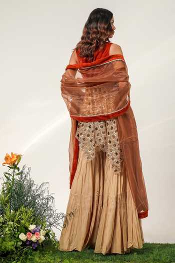 Shwetanga Royal Garden Embroidered Top Sharara Set
