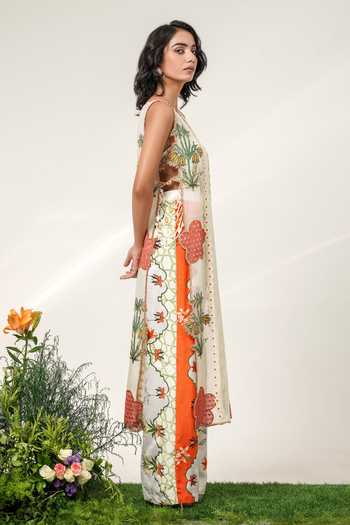 Buy Shwetanga Ivory Silk, Organza, Georgette Round Neck, Yes Garden Patchwork Kurta And Pant Set Online at Aza Fashions Buy_Shwetanga_Ivory Silk, Organza, Georgette Round Neck, Yes Garden Patchwork Kurta And Pant Set _Online_at_Aza_Fashions