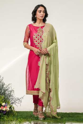 Shwetanga Garden Embroidered Kurta Set
