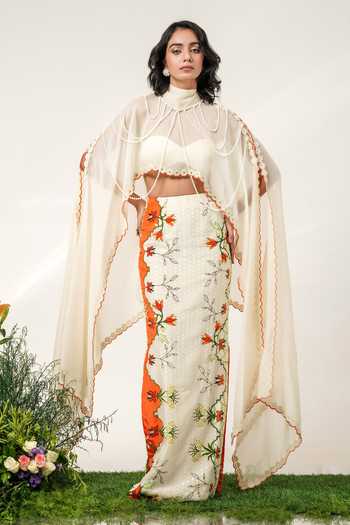 Shwetanga Enchanted Embroidered Cape Skirt Set