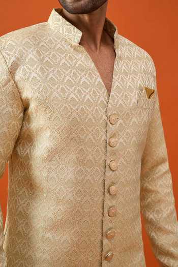 Buy_Arihant Rai Sinha_Green Brocade, Viscose, Polyester Sherwani And Trouser Set 