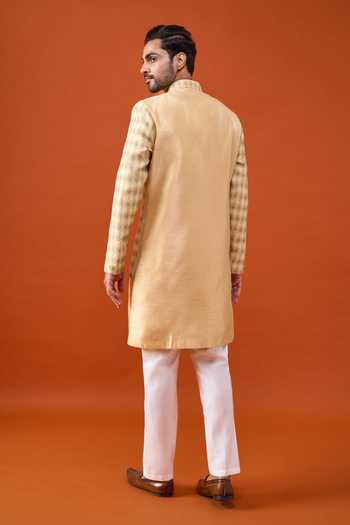 Arihant Rai Sinha Self Geometric Pattern Layered Sherwani Set 