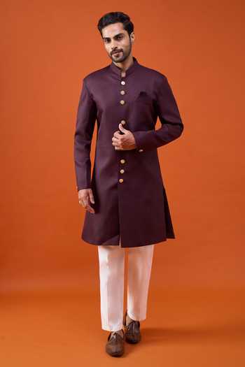 Arihant Rai Sinha Carved Buttoned Sherwani Set 