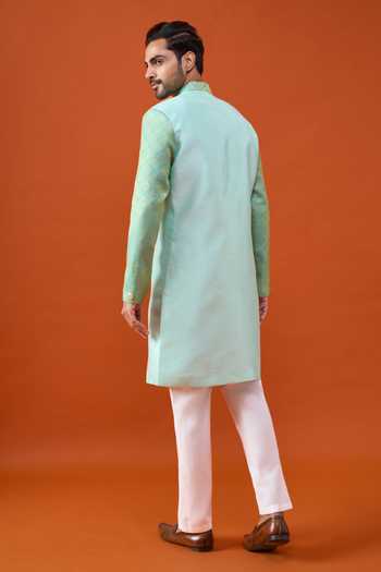 Arihant Rai Sinha Woven Pattern Sleeve Sherwani Set 