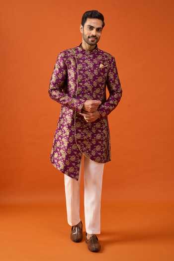 Arihant Rai Sinha Floral Pattern Asymmetric Sherwani Set 