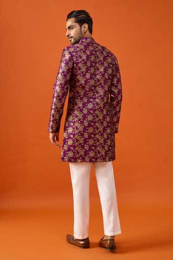 Arihant Rai Sinha Floral Pattern Asymmetric Sherwani Set 