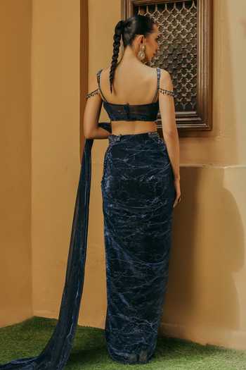 Label Moni K Naira Valentino Embroidered Lehenga Saree With Bustier 