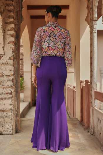 Label Moni K Ameera Embroidered Jacket Pant Set 