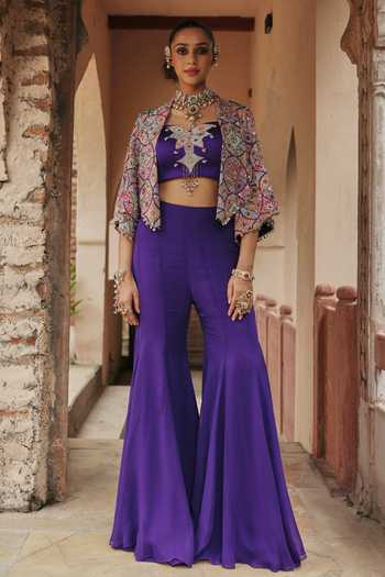 Label Moni K Ameera Embroidered Jacket Pant Set 
