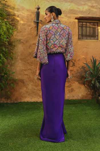Label Moni K Ameera Embroidered Jacket Skirt Set 