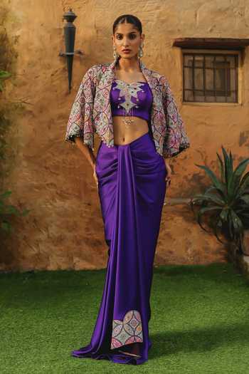 Label Moni K Ameera Embroidered Jacket Skirt Set 