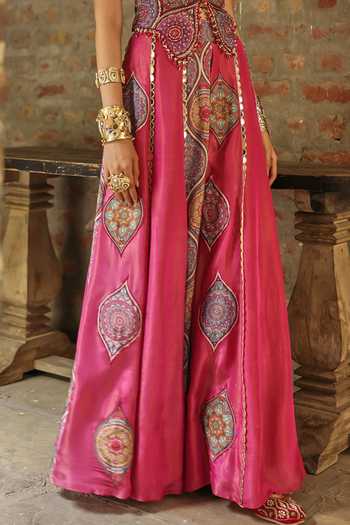 Buy Label Moni K Pink Silk, Organza, Crepe, Tissue Split Prink Mirror Work Jacket Lehenga Set Online at Aza Fashions Buy_Label Moni K_Pink Silk, Organza, Crepe, Tissue Split Prink Mirror Work Jacket Lehenga Set _Online_at_Aza_Fashions