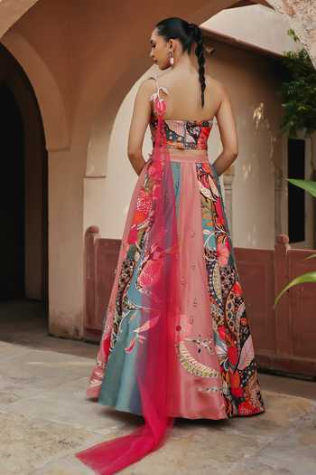 Label Moni K Pomelle Fiza Printed Lehenga & Bustier Set 