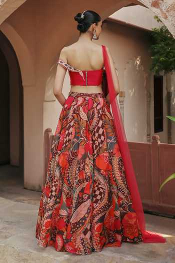 Label Moni K Pomelle Kundan Printed Lehenga & Blouse Set 