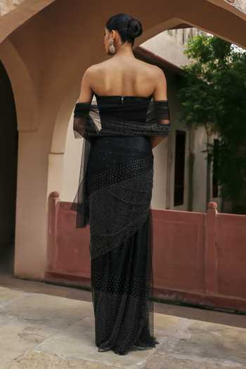 Label Moni K Nazar Pre-Draped Saree With Embellished Corset 