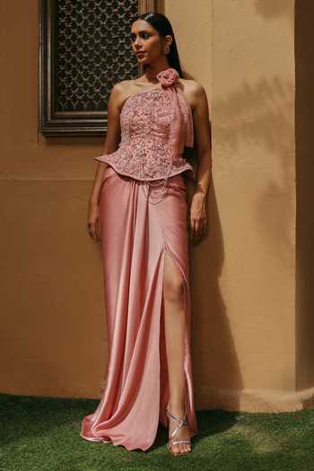 Label Moni K Rozelle Embroidered Blouse & Skirt Set 