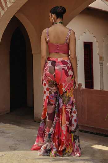 Label Moni K Calista Embroidered Blouse Pant Set 