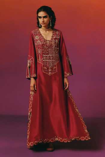 Warra Embroidered Kaftan & Pant Set 