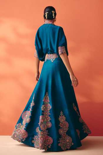 Mrunalini Rao Katyayni Collar Embroidered Shirt & Skirt Set 