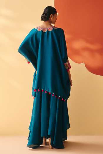 Mrunalini Rao Kayra Neckline Embroidered Kurta & Flared Pant Set 