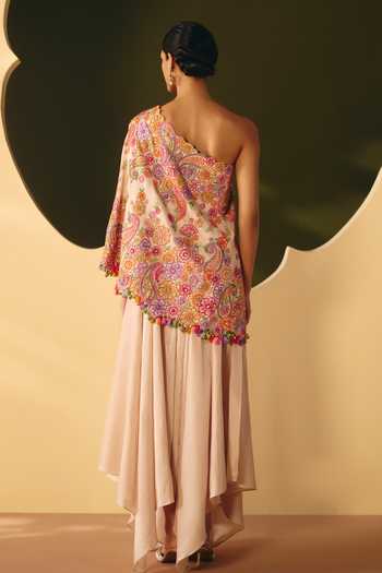 Mrunalini Rao Pranavi One-Shoulder Cape Pant Set 