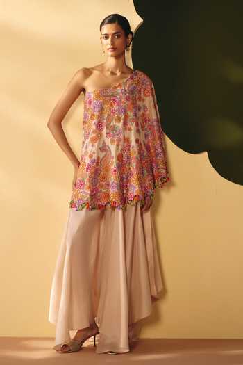 Mrunalini Rao Pranavi One-Shoulder Cape Pant Set 