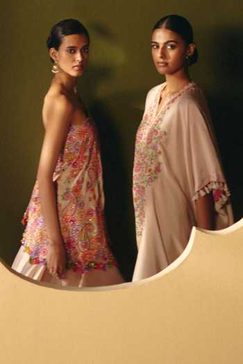 Buy_Mrunalini Rao_Ivory Silk Avira Embroidered Kaftan _Online_at_Aza_Fashions