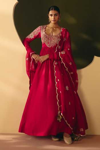 Mrunalini Rao Janaki Embroidered Anarkali With Dupatta 