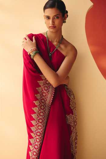 Shop Mrunalini Rao Red Silk One Shoulder Samya Kaftan Online at Aza Fashions Shop_Mrunalini Rao_Red Silk One Shoulder Samya Kaftan _Online_at_Aza_Fashions