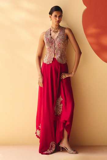 Mrunalini Rao Dhriti Embroidered Waistcoat & Skirt Set 
