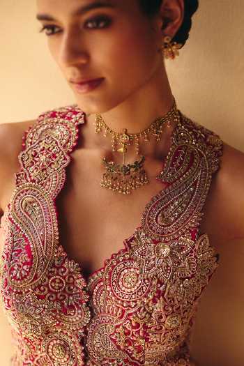 Buy Mrunalini Rao Red Raw , V-neck Dhriti Embroidered Waistcoat And Skirt Set Buy_Mrunalini Rao_Red Raw , V-neck Dhriti Embroidered Waistcoat And Skirt Set