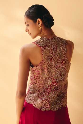 Mrunalini Rao Dhriti Embroidered Waistcoat & Skirt Set 