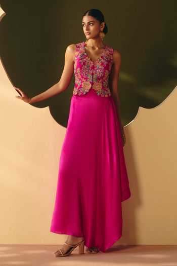 Mrunalini Rao Riva Silk Waistcoat & Skirt Set 