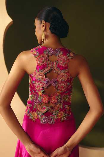Mrunalini Rao Riva Silk Waistcoat & Skirt Set 