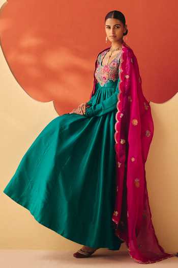 Mrunalini Rao Janaki Embroidered Anarkali With Dupatta 