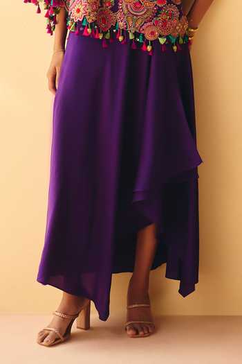 Buy Mrunalini Rao Purple Silk, Cotton One Shoulder Pratha Cape Set Online at Aza Fashions Buy_Mrunalini Rao_Purple Silk, Cotton One Shoulder Pratha Cape Set _Online_at_Aza_Fashions