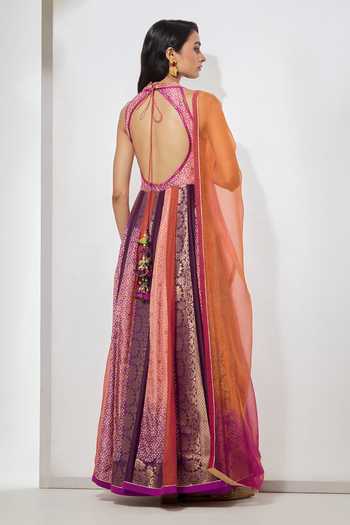 Aum By Asit And Ashima Printed & Embellished Anarkali With Dupatta 