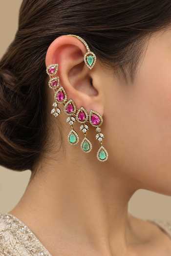 Queens Jewels Ruby American Diamond Ear Cuffs 
