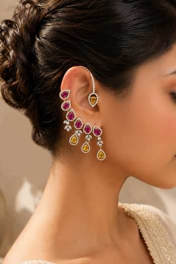 Queens Jewels Sunset Bloom American Diamond Ear Cuffs 