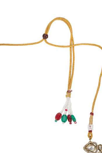 Shop Nazaakat By Samara Singh Gold Plated Embellished Choker Necklace With Earrings Online at Aza Fashions Shop_Nazaakat By Samara Singh_Gold Plated Embellished Choker Necklace With Earrings _Online_at_Aza_Fashions