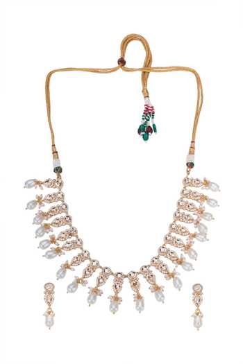 Nazaakat By Samara Singh Embellished Necklace With Drop Earrings
