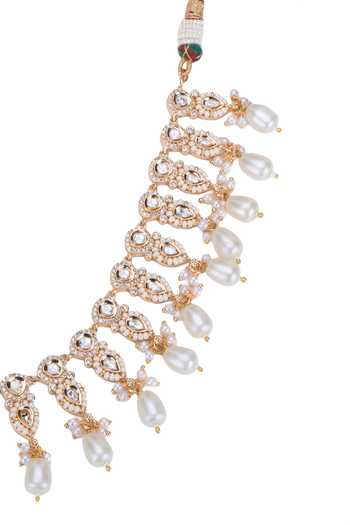 Shop Nazaakat By Samara Singh Gold Plated Embellished Necklace With Drop Earrings Online at Aza Fashions Shop_Nazaakat By Samara Singh_Gold Plated Embellished Necklace With Drop Earrings _Online_at_Aza_Fashions