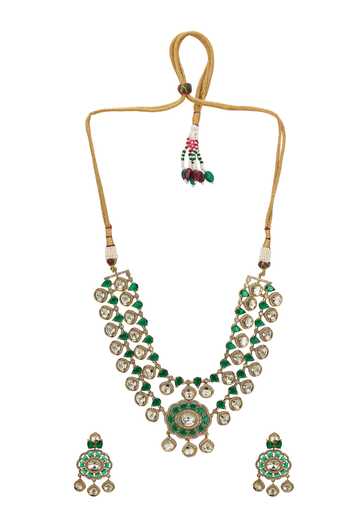 Nazaakat By Samara Singh Embellished Layered Necklace With Earrings