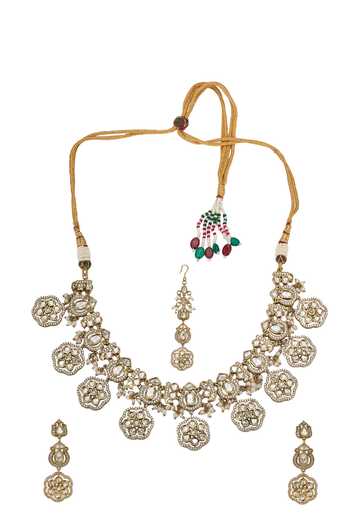 Nazaakat By Samara Singh Floral Stone Embellished Choker Necklace Set