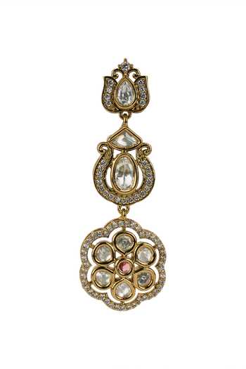 Buy Nazaakat By Samara Singh Gold Plated Embellished Floral Drop Necklace Set Buy_Nazaakat By Samara Singh_Gold Plated Embellished Floral Drop Necklace Set