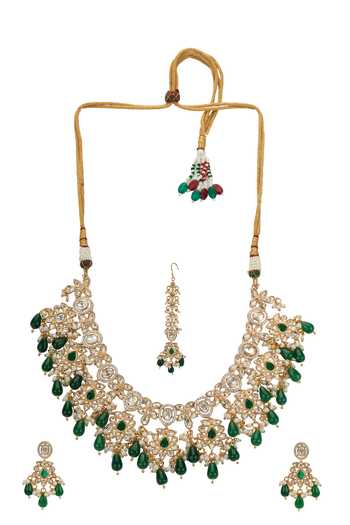 Nazaakat By Samara Singh Floral Stone Drop Embellished Necklace Set