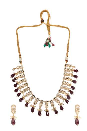 Nazaakat By Samara Singh Stone Tassel Choker Necklace With Earrings