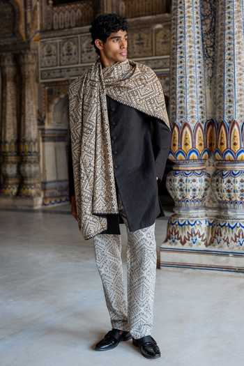 Shop Dash And Dot Black Cotton, Linen Geometric Printed Pant Online at Aza Fashions Shop_Dash And Dot_Black Cotton, Linen Geometric Printed Pant _Online_at_Aza_Fashions